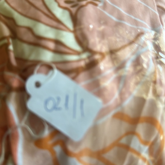 Entro Dress L Boho Floral Tiered Maxi Pink Yellow Orange Elastic Waist - Picture 7 of 8